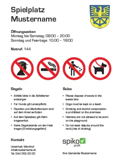 Informationstafel Spielplatz-Zugang Schild